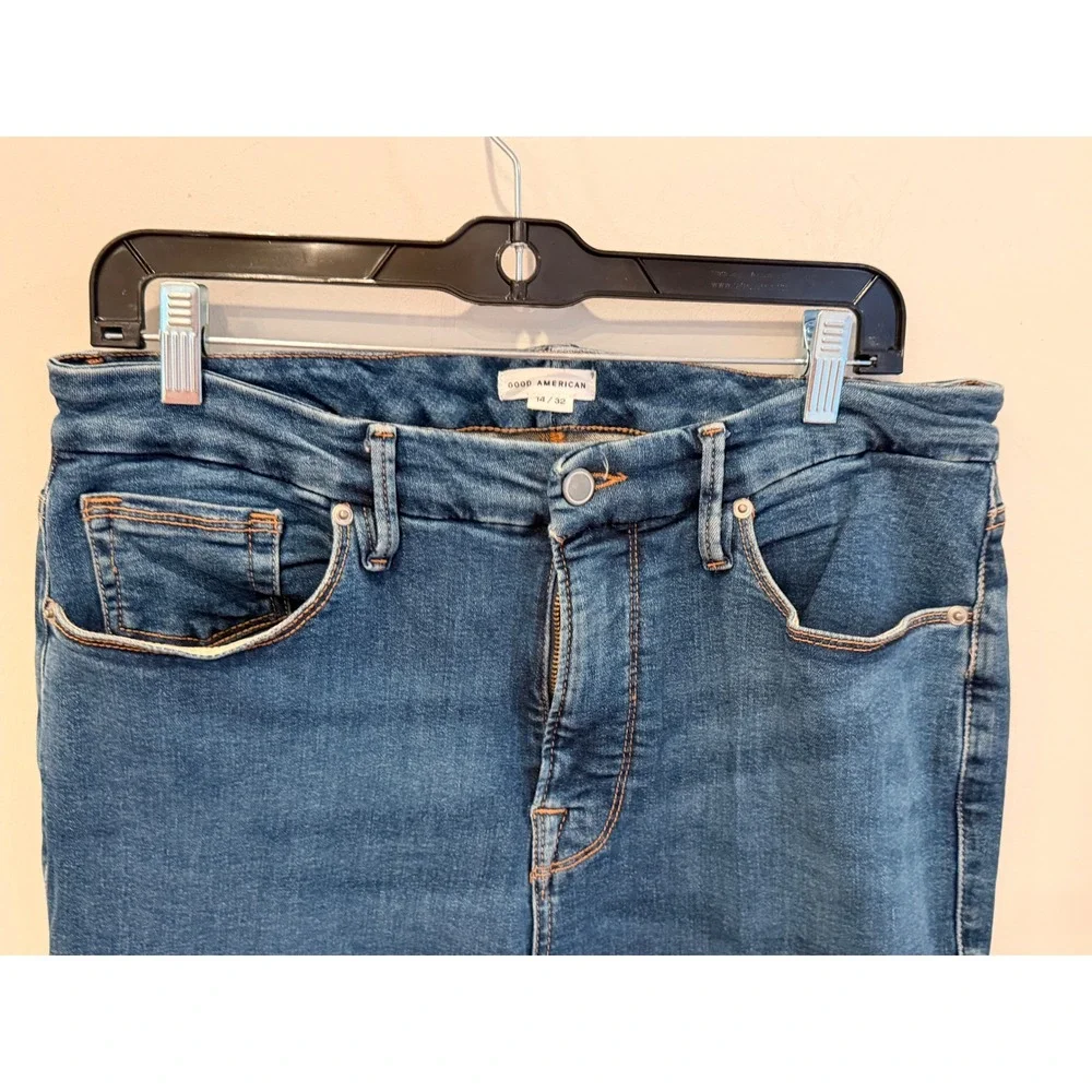 Good American Good‎ Legs Flare Jeans Blue High Rise Size 14/32 GLF873TE